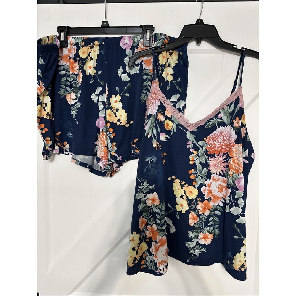 Flora Nikrooz Floral Cami Shorts 2-Piece Women's Pajama Set Shorts 3X Top 2X
